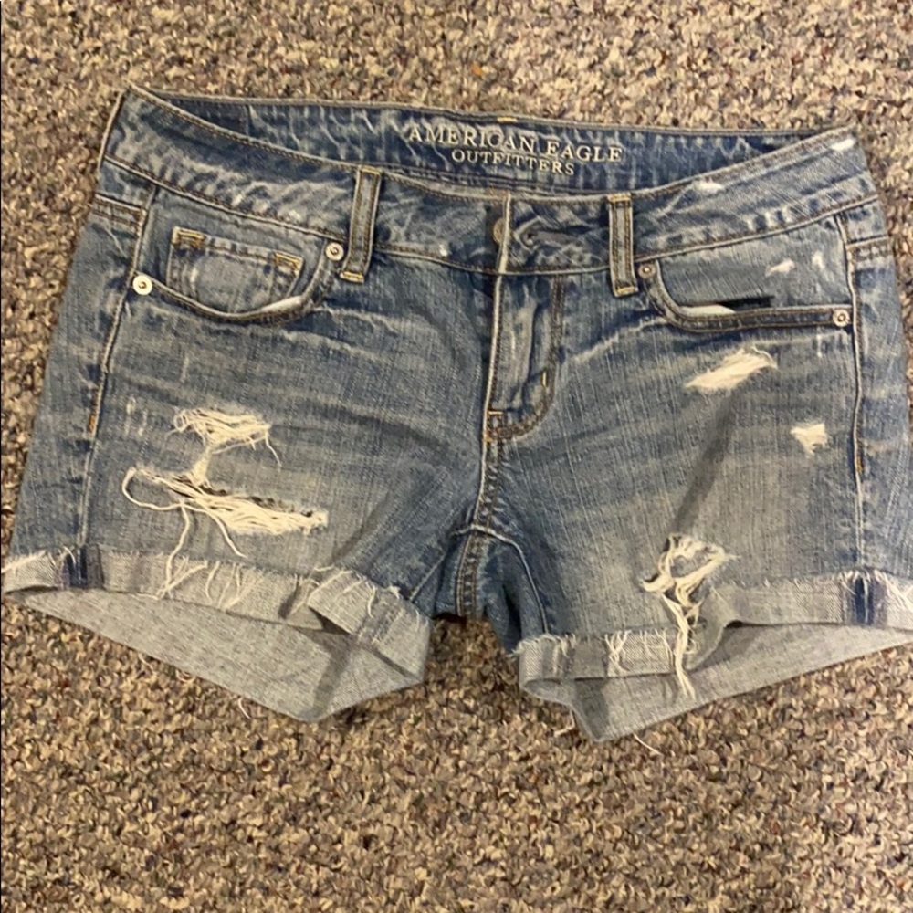 american eagle ripped jean shorts